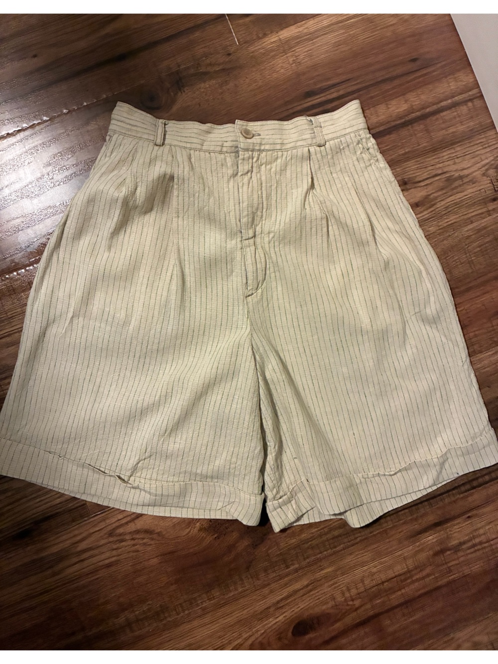 Tribal Cream Pinstripe Women's Flat Front Shorts
